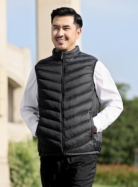 冬季棉服马甲现货不连帽保暖休闲黑色宽松型立体贴袋立领纯色拉链