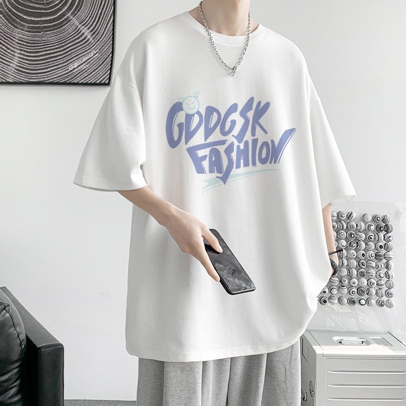 100%纯棉重磅短袖t恤宽松大码80-300斤男装夏季潮流ins潮牌上衣服