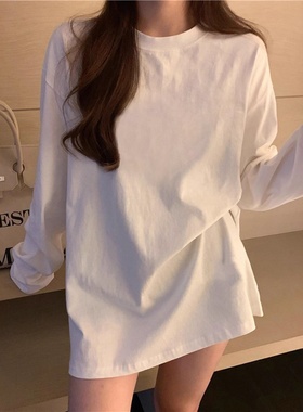 白色t恤女2025秋季新款宽松内搭打底衫长袖学生百搭上衣女装潮