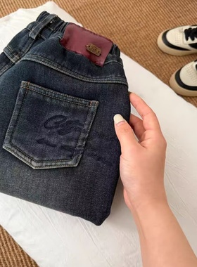 儿童加绒牛仔裤2025秋冬男童潮牌加厚长裤宝宝小童保暖休闲直筒裤