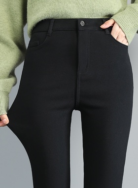 打底裤女外穿春秋款2025新款高腰紧身铅笔弹力小黑裤黑色小脚裤子