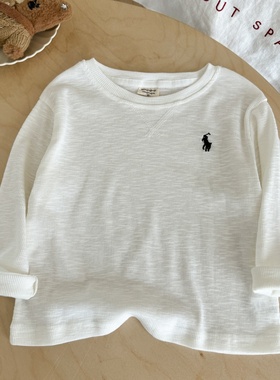 跨境儿童长袖T恤秋款男童日系潮牌纯色打底衫宝宝内搭中小童上衣t