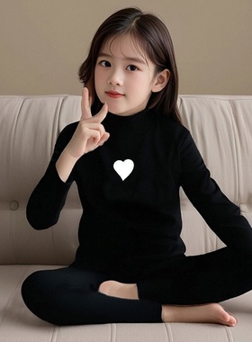 2025年秋冬女童半高领德绒秋衣秋裤套装中大童冬天保暖居家服套装