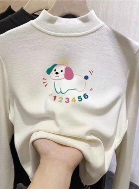双面德绒打底衫中大童内搭秋冬女童装长袖t恤半高领男童保暖上衣