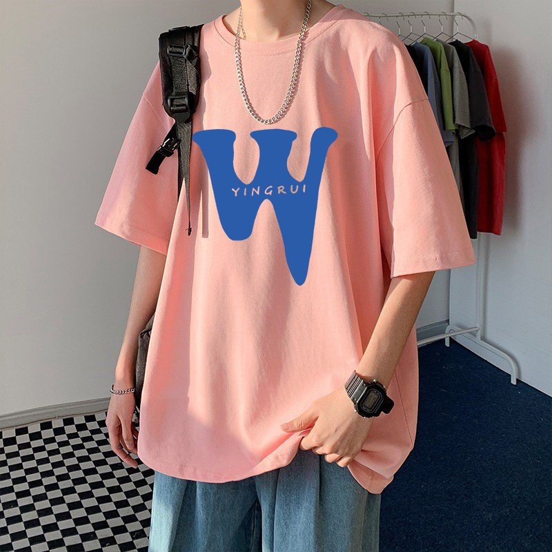 重磅纯棉短袖T恤男特大码夏季新款印花oversize小众宽松半袖上衣