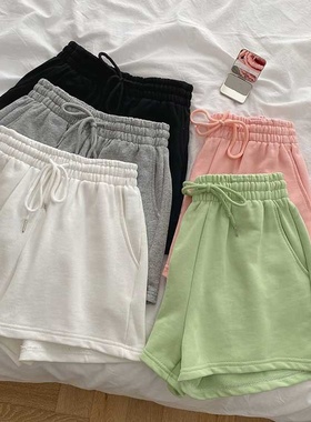 学生黑色阔腿裤宽松休闲裤子女2025夏季新款高腰显瘦薄款短裤潮