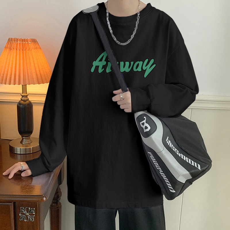 纯棉大码2-300斤春秋胖子宽松oversize加大加肥港版氛围感长袖T恤