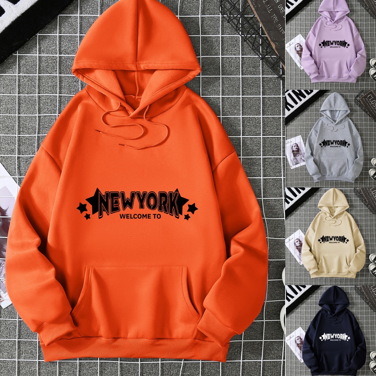 明鑫供应链速卖通亚马逊欧美字母上衣印花连帽口袋卫衣开衫外套