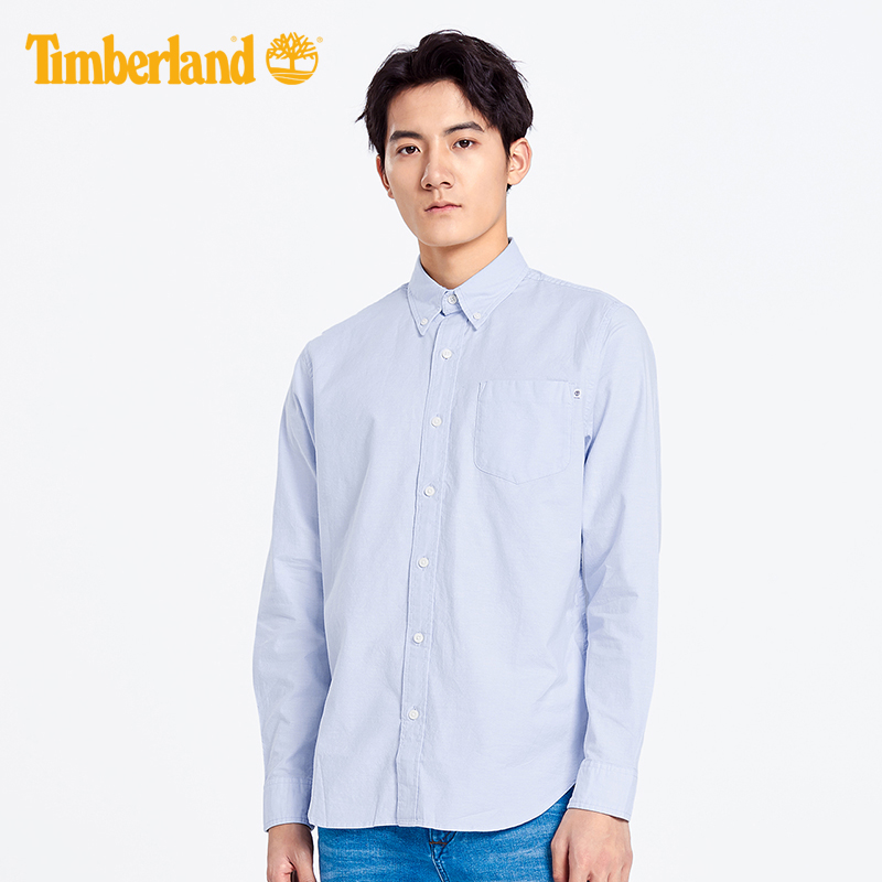 Timberland添柏岚男装19春装新款牛津纺标准弹力长袖衬衫|A1WNK