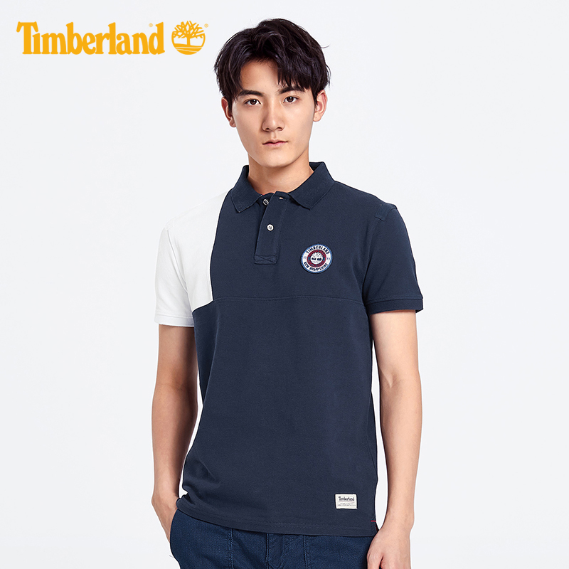 Timberland添柏岚男装19夏装新款修身撞色拼接短袖POLO衫|A1XEN