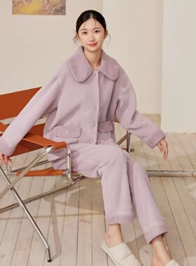 弗劳思女士秋冬复合绒珊瑚绒保暖家居服套装34F241