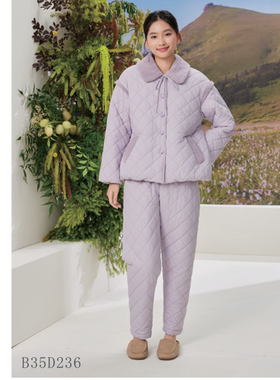 flossy弗劳思女士冬季加绒三层加厚保暖时尚家居服套装