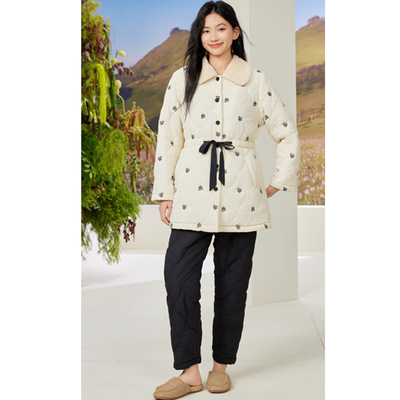 弗劳思女士加绒保暖绣花家居服套