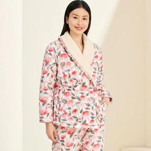 flossy弗劳思女士冬季三层加厚印花保暖家居服套装B33D289