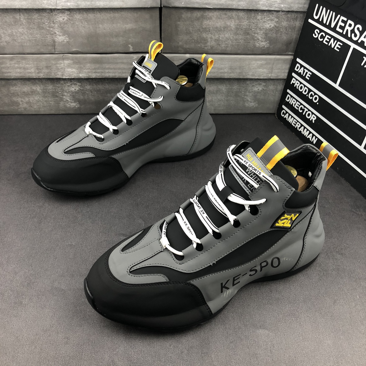 秋季新款高帮时尚厚底增高休闲鞋韩版百搭网红包底老爹鞋潮流男鞋