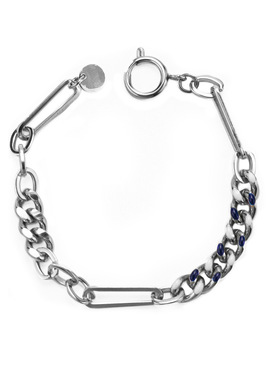 潮牌嘻哈蓝色古巴链拼接手链 男女嘻哈百搭个性钛钢链子手饰品