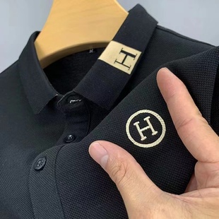 上衣时尚 保罗衫 半袖 潮流短袖 POLO衫 男士 珠地外贸刺绣翻领带领修身