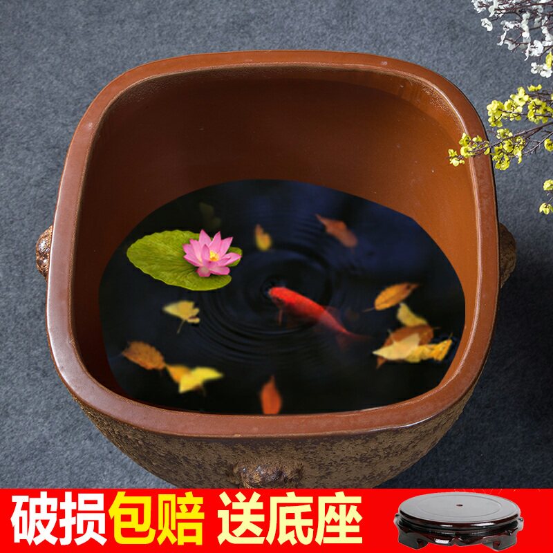 陶瓷鱼缸复古家用方形水缸客简约养鱼盆复古睡碗莲荷花缸种树缸