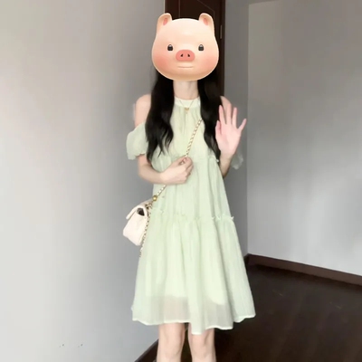 小薇家甜美文静法式小众连衣裙子女夏2025新款小个子收腰显瘦裙子