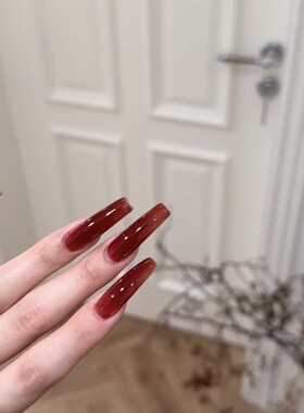 ElsaNail2026新年战甲柿子红纯手工穿戴甲秋冬款高级感指甲贴新款