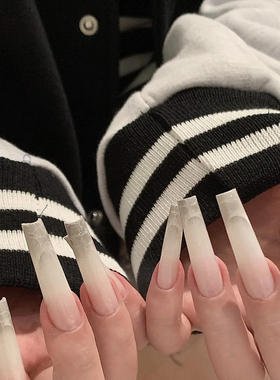 ElsaNail手工穿戴甲长款鳄鱼纹法式美甲贴片可拆卸假指甲显白高级