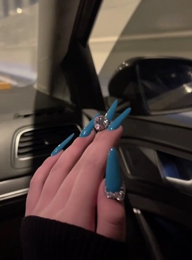 ElsaNail显白小众纯色正蓝色手工穿戴甲可拆卸假指甲美甲贴片成品