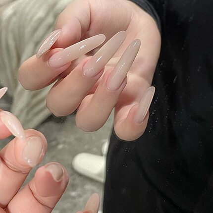ElsaNail白开水纯手工穿戴甲裸色美甲贴片可拆卸假指甲显白高级感