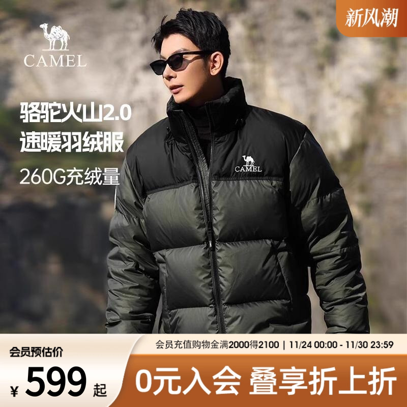 骆驼火山羽绒服短款加厚