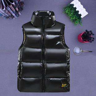 坎肩背心情侣加厚韩版 无袖 潮流帅气马夹 新款 亮面羽绒棉马甲男冬季