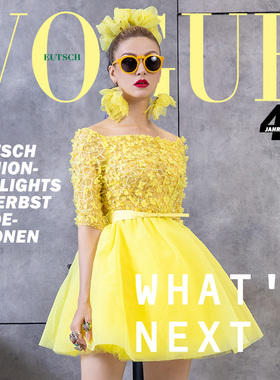 LEEDYME绿色钉珠新款订珠一字肩蓬蓬名媛小晚礼裙生日宴会连衣裙