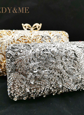 手新款LEEDY＆ME浅灰色拿包晚宴包新娘包包结婚包水钻亮片包邮