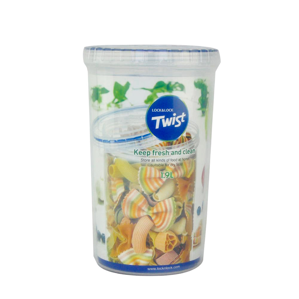 乐扣乐扣塑料圆形保鲜盒密封罐厨房谷物防潮储物罐奶粉罐饭盒1.9L