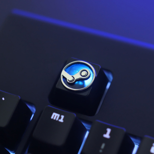 键石 STEAM蒸汽平台游戏周边logo机械键盘锌铝合金属透光键帽按键