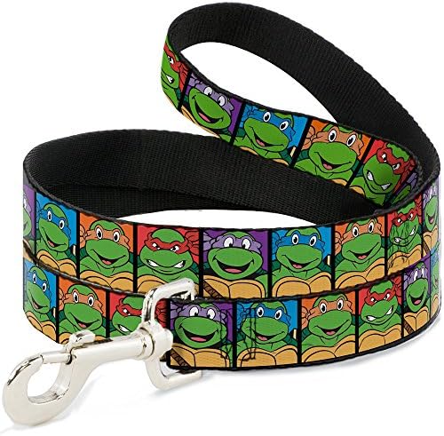 Buckle-Down Pet Leash- Classic TMNT Face Blocks Black/Multi