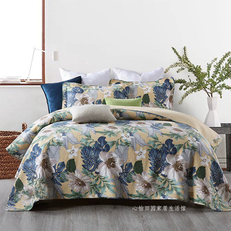 美式新款双面纯棉韩国绗缝被轻奢高级感床盖欧式四季通用全棉床单,床上用品,床盖,淘宝优惠券,粉丝福利购,淘宝优惠卷
