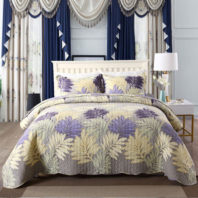 外贸双面纯棉斜纹韩国高档床盖绗缝被四件套欧式四季通用床单被套