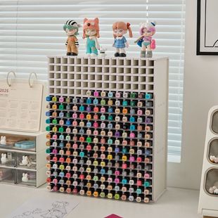 马克笔收纳盒木制收纳架儿童笔筒彩色笔展示柜桌面创意笔架子多层