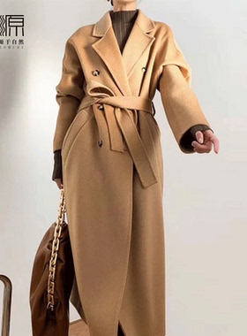 贝源M家经典101801驼色双面羊绒大衣女2025新中长款羊毛毛呢外套