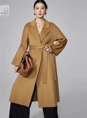 贝源M家经典labbro驼色双面羊绒大衣女2025新中长款羊毛毛呢外套