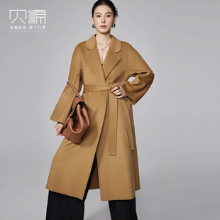 贝源M家经典labbro驼色双面羊绒大衣女2025新中长款羊毛毛呢外套