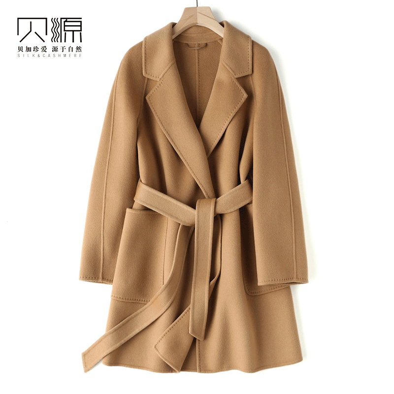 贝源M家经典中长款双面羊绒大衣