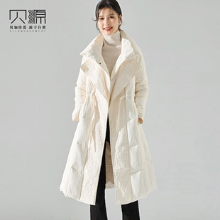 新款 中长款 减龄白色羽绒服女2023冬装 贝源时尚 加厚白鸭绒羽绒外套