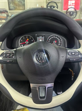 大众途观LPOLO宝来高尔夫凌度帕萨特翻毛皮纳帕手缝方向盘套