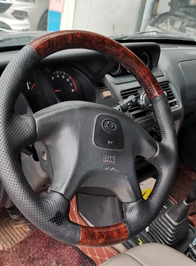 长丰猎豹黑金刚奇兵6481V33菱智景逸cs10Q6手缝真皮方向盘套