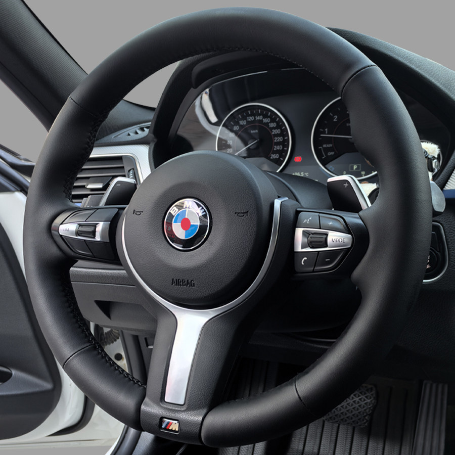 适用宝马丁字裤3系325LI 320LI M3 M4 3系GT425I手缝真皮方向盘套