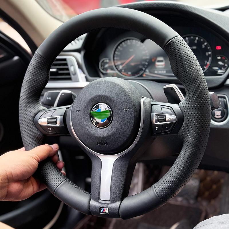 宝马专用方向盘套真皮手缝宝马3系GT丁字裤2系5系1系专用牛皮把套