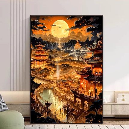 盛世大唐中国风钻石画满钻2025新款古风手工点贴5d砖客厅风景画