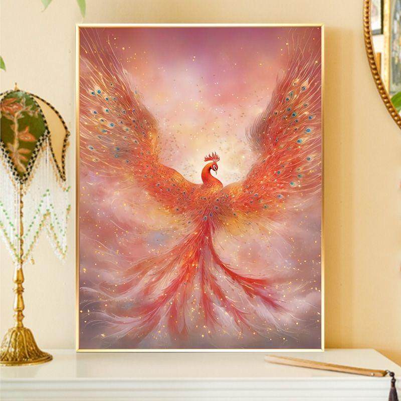 浴火凤凰钻石画满钻2025新款客厅高级感装饰手工贴钻画十字绣带框