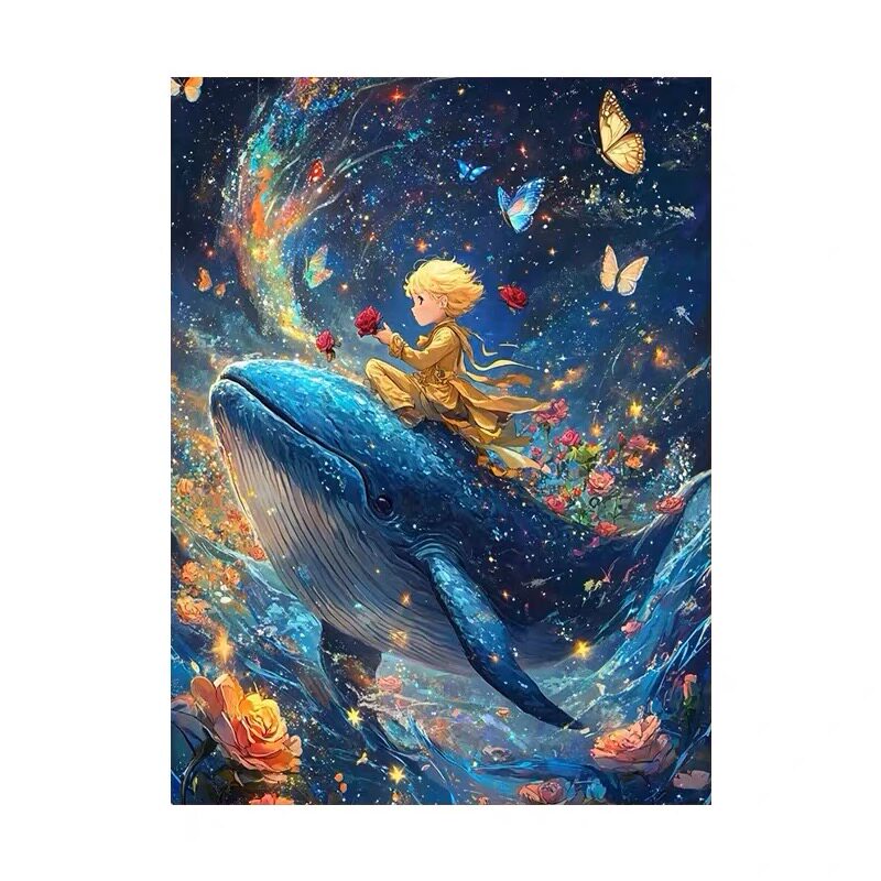 小王子鲸鱼5d钻石画满钻2026新款卡通动漫客厅手工diy粘贴闪钻砖