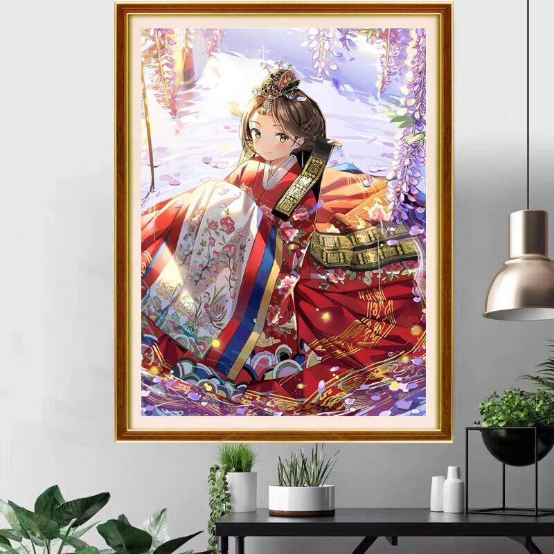 钻石画满钻新款2023卡通紫藤花少女贴钻十字绣可爱卧室砖石秀小件